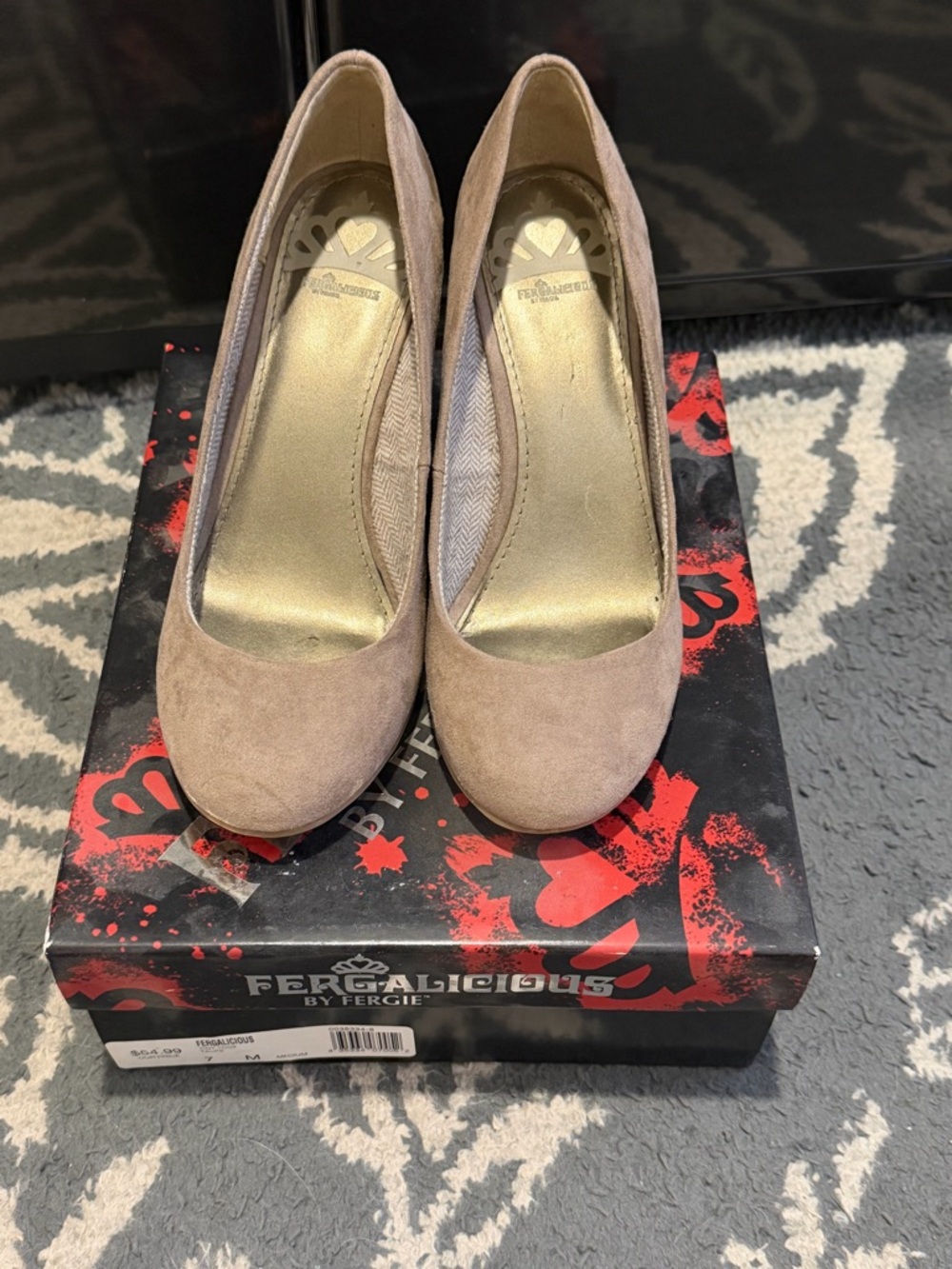 Vintage Fergalicious by Fergie Nude Suede Wedges